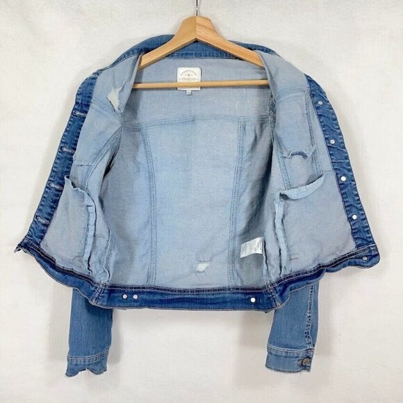 En Jean Distressed Trucker Jean Jacket Y2K School Grunge Retro Durable M - Picture 4 of 6